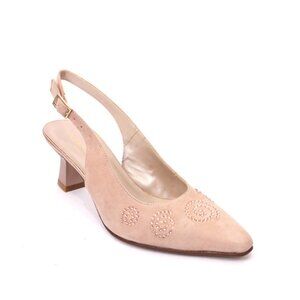 Vernissage 24075 Beige Suede Leather Heel Slingback Sandals Shoes